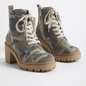 Torrid Lace-Up Hiker Bootie - Canvas Camo (WW) size 8w
